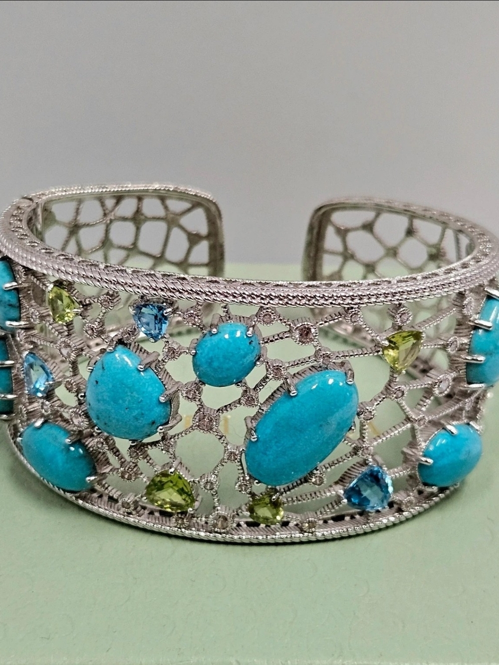 Judith Ripka - Sterling 5 cttw Turquoise Cuff Bracelet